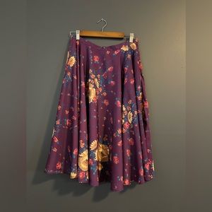 ModCloth Purple Floral Circle Skirt Size Medium
